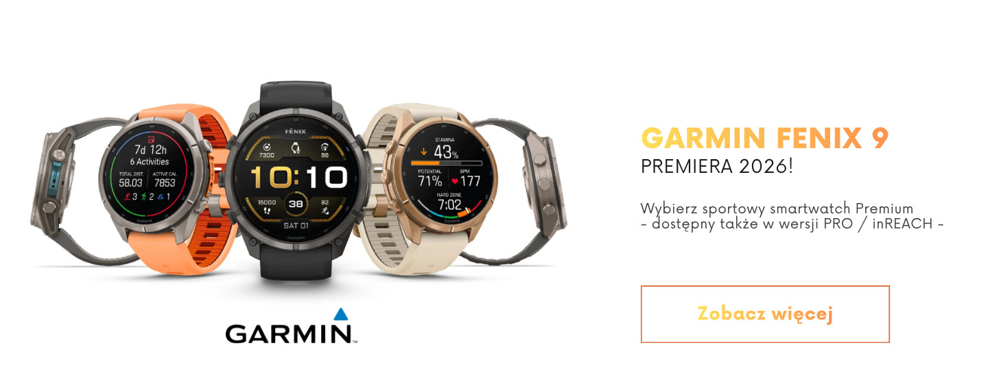 Nowy smartwatch Garmin Fenix 9 z tytanową kopertą i jasnym ekranem AMOLED na tle miasta. Premiera wielofunkcyjnego zegarka sportowego na co dzień.