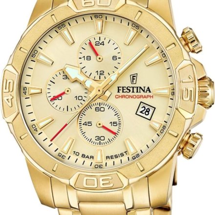 Festina Timeless Chronograph 20705/2 Zegarek Męski złoty ze złotą tarczą chronograf
