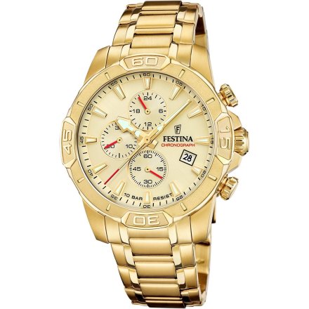 Festina Timeless Chronograph 20705/2 Zegarek Męski złoty ze złotą tarczą chronograf