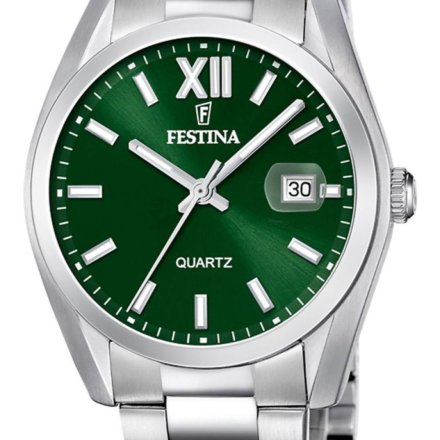 Festina Classic Bracelet 20707/8 Zegarek Męski z zieloną tarczą na bransolecie