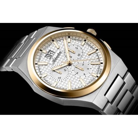 Adriatica elegancki męski zegarek srebrno-złoty z chronografem A8326.2113CH
