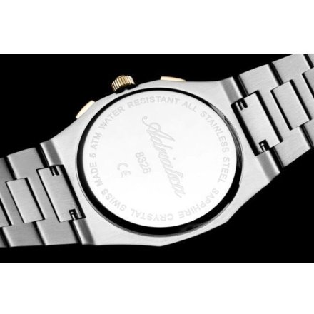 Adriatica elegancki męski zegarek srebrno-złoty z chronografem A8326.2113CH