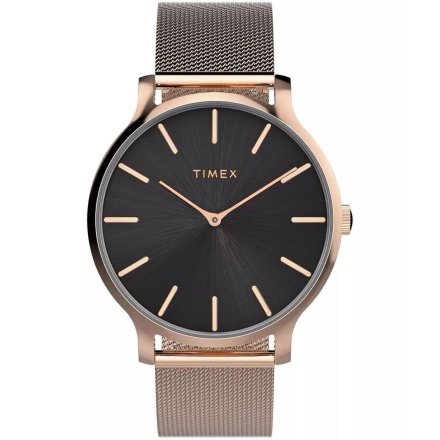 Timex Transcend TW2W19600 różowozłoty zegarek damski z czarną tarczą