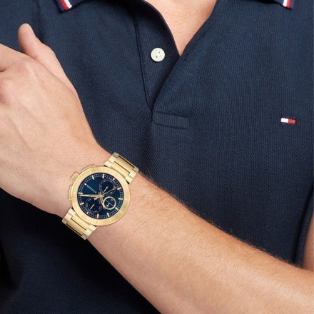 Tommy Hilfiger Lorenzo zegarek męski złoty z granatową tarczą 1792118