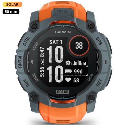 Zegarek Garmin Instinct 3 SOLAR 50 mm pomarańczowy Solstice 010-02935-01