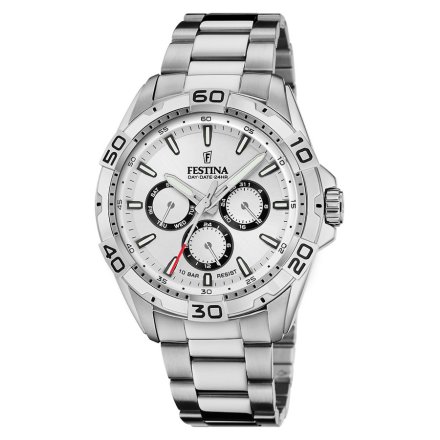 Festina Multifunction 20623/1 Zegarek Męski srebrny z białą tarczą