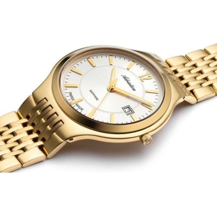 Szwajcarski zegarek męski Adriatica classic złoty na bransolecie A8296.1153Q
