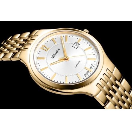 Szwajcarski zegarek męski Adriatica classic złoty na bransolecie A8296.1153Q