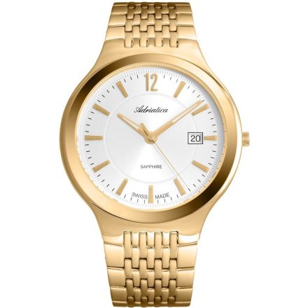 Szwajcarski zegarek męski Adriatica classic złoty na bransolecie A8296.1153Q