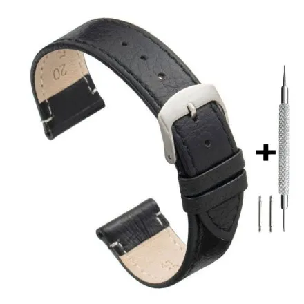 Czarny pasek 12 mm skórzany DILOY 86.12.1 + GRATIS dwa teleskopy i narzędzie