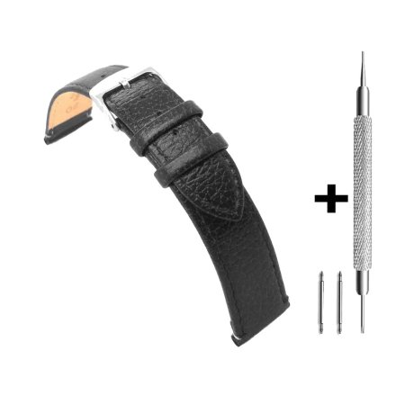 Czarny pasek 14 mm skórzany DILOY 86.14.1 + GRATIS dwa teleskopy i narzędzie