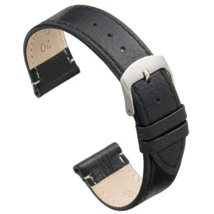 Czarny pasek 16 mm skórzany DILOY 86.16.1 + GRATIS dwa teleskopy i narzędzie