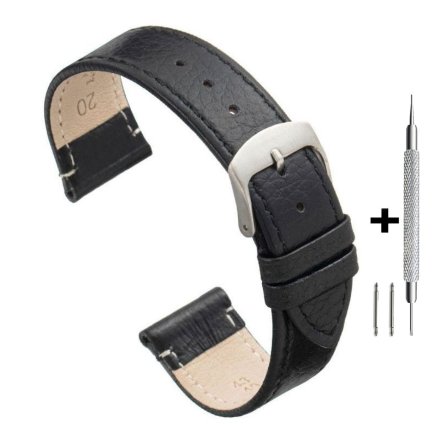 Czarny pasek 19 mm skórzany DILOY 86.19.1 + GRATIS dwa teleskopy i narzędzie
