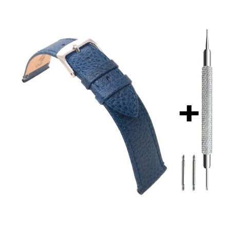 Niebieski pasek 18 mm skórzany DILOY 86.18.1 + GRATIS dwa teleskopy i narzędzie