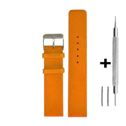 Pomarańczowy pasek 24 mm skórzany DILOY 327.24.12 + GRATIS dwa teleskopy i narzędzie