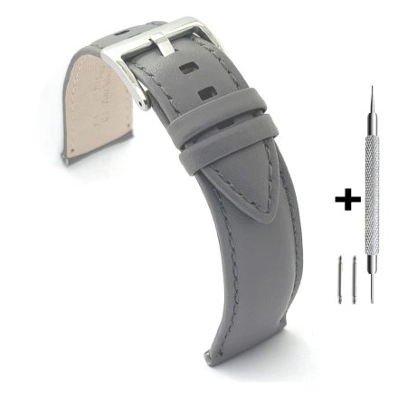 Szary pasek 22 mm skórzany DILOY 330.22.7 + GRATIS dwa teleskopy i narzędzie