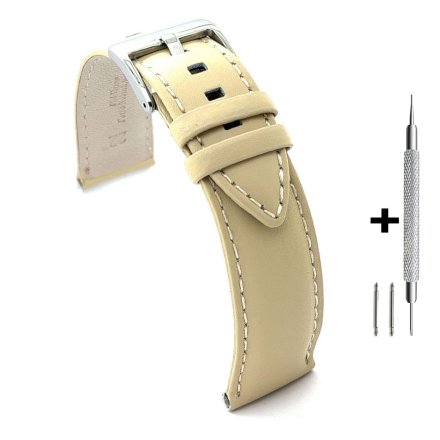 Beżowy pasek 22 mm skórzany DILOY 330.22.23 + GRATIS dwa teleskopy i narzędzie