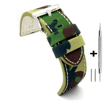 Zielony moro pasek 18 mm skórzany DILOY 370.18.11 + GRATIS dwa teleskopy i narzędzie