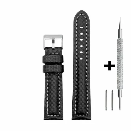 Czarny pasek 24 mm skórzany DILOY 374.24.52 + GRATIS dwa teleskopy i narzędzie