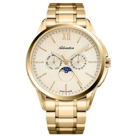 Złoty  zegarek męski Adriatica Multifunction A8283.1161QF
