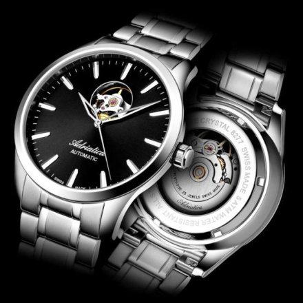 Srebrny zegarek męski Adriatica Open Heart Automatic A8277.5114AO