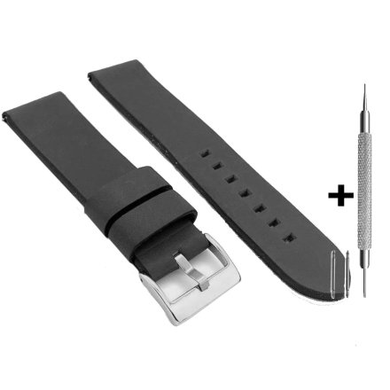 Czarny pasek 18 mm skórzany DILOY 383.18.01 + GRATIS dwa teleskopy i narzędzie