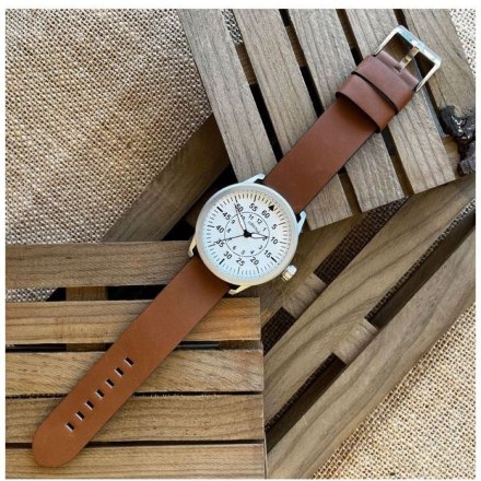 Jasnobrązowy pasek 26 mm skórzany DILOY 383.26.03 + GRATIS dwa teleskopy i narzędzie