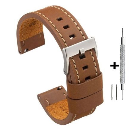 Jasnobrązowy pasek 26 mm skórzany DILOY 384.26.03 + GRATIS dwa teleskopy i narzędzie