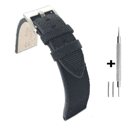 Czarny pasek 22 mm materiałowy DILOY 416.22.01 + GRATIS dwa teleskopy i narzędzie