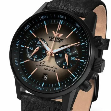 Zegarek Vostok Europe Gaz-14 Limousine VK64-560C691 czarny na pasku