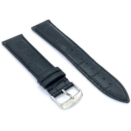 Czarny pasek 22 mm skórzany DILOY 424.22.01 + GRATIS dwa teleskopy i narzędzie