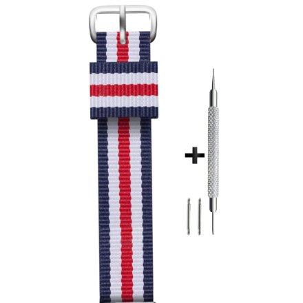 Czerwono-granatowy pasek 18 mm tekstylny nato DILOY 387D.18.W1 + GRATIS dwa teleskopy i narzędzie