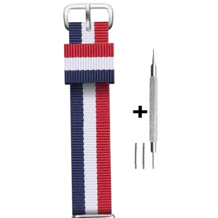 Czerwono-granatowy pasek 22 mm tekstylny nato DILOY 387D.22.W6 + GRATIS dwa teleskopy i narzędzie