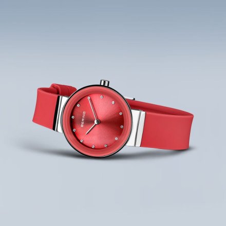 Zegarek Bering damski 10129-503 w czerwonej kolorystyce na pasku