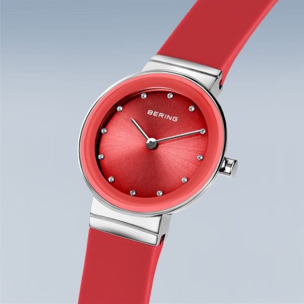 Zegarek Bering damski 10129-503 w czerwonej kolorystyce na pasku