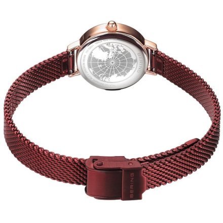 Bering Classic zegarek damski 11022-363-LOVELY-5-GWP bordowy z bransoletką w zestawie