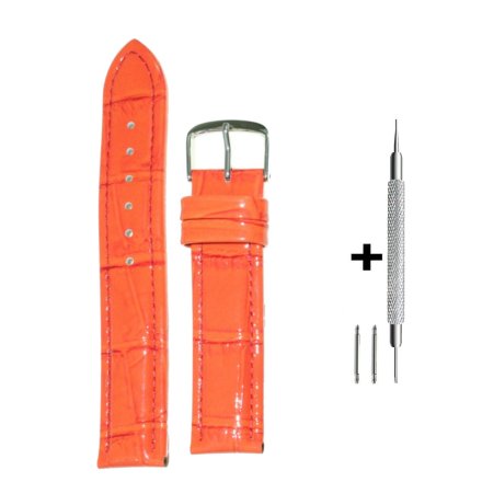 Pomarańczowy pasek 22 mm skórzany DILOY P262.22.12 + GRATIS dwa teleskopy i narzędzie