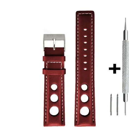 Bordowy pasek 24 mm skórzany DILOY P355.24.04 + GRATIS dwa teleskopy i narzędzie
