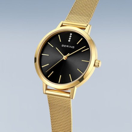 Zegarek Bering Classic 13434-332 damski złoty z czarną tarczą