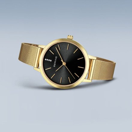 Zegarek Bering Classic 13434-332 damski złoty z czarną tarczą