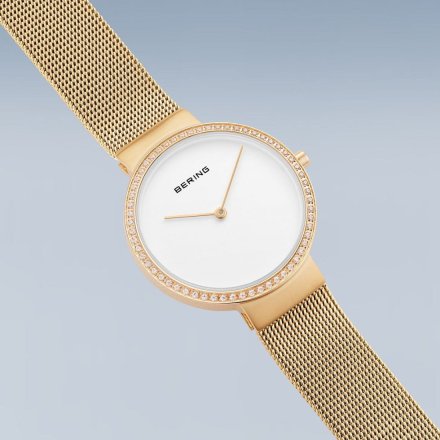 Zegarek Bering Classic 14531-330 damski złoty z kryształkami 