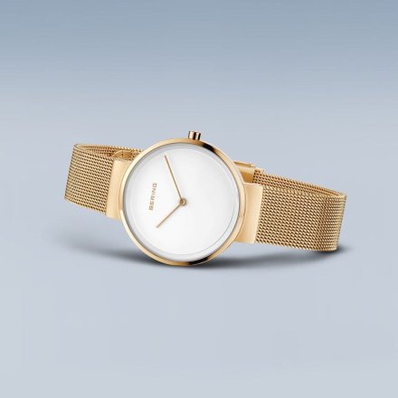 Zegarek Bering Classic 14531-334 damski złoty z białą tarczą