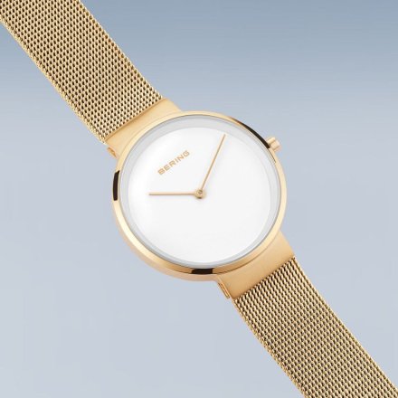 Zegarek Bering Classic 14531-334 damski złoty z białą tarczą