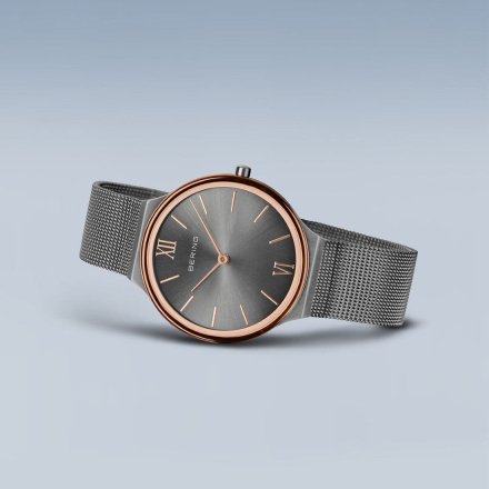 Zegarek Bering Ultra Slim 18434-369 szary z różowozłotymi detalami