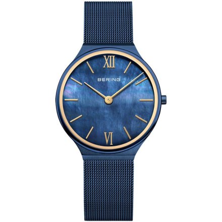 Zegarek Bering Ultra Slim 18434-397 granatowy ze złotymi detalami