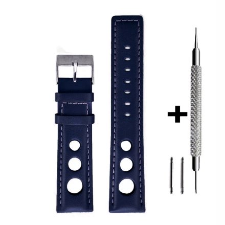 Granatowy pasek 24 mm skórzany DILOY P355.24.05 + GRATIS dwa teleskopy i narzędzie