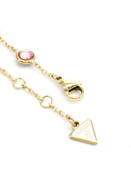 Guess Petra bransoletka złota damska różowe kryształy JUBB05099JW (S)