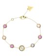 Guess Petra bransoletka złota damska różowe kryształy JUBB05099JW (S)