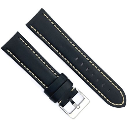 Czarny pasek przedłużany 26 mm skórzany XL DILOY 377EA.26.01 + GRATIS dwa teleskopy i narzędzie