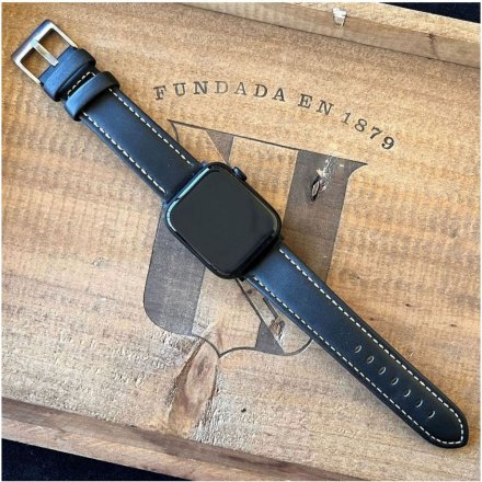 Czarny pasek przedłużany 26 mm skórzany XL DILOY 377EA.26.01 + GRATIS dwa teleskopy i narzędzie